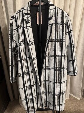 Philosophy Black and White Plaid Open-Front Blazer Cardigan coat 2x
